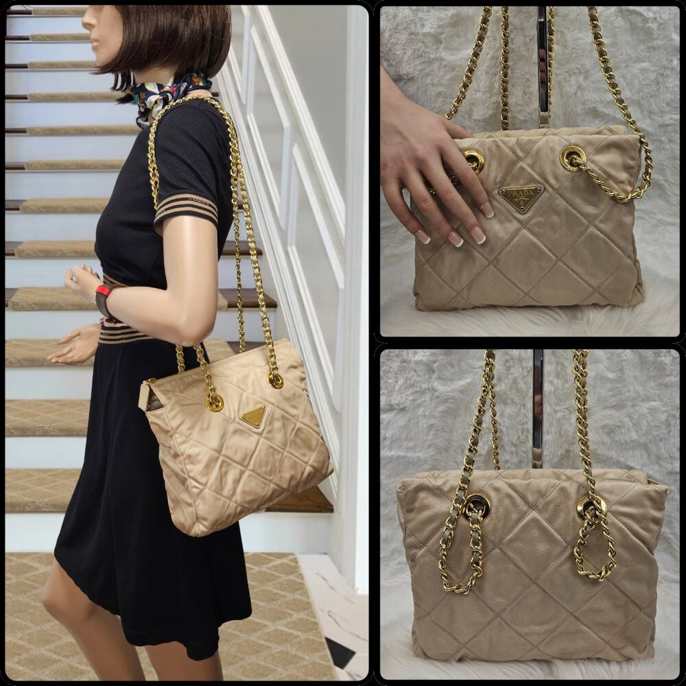 📌SOLD📌Prada  Quilted Nylon Chained Bag - Picture 4 of 17